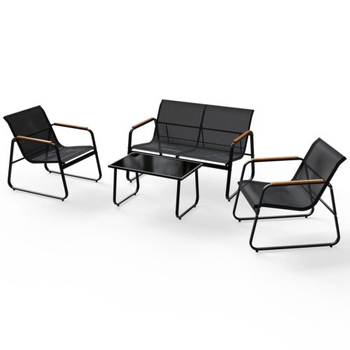 bild_1_6c52cc17-27f8-495a-82b6-6102c019a5d0.jpg Set de mobilier de grădină Genoa, 4 piese | Juskys | Antracit | cu cotiere | Grup de ședere de grădină rezistent la intemperii, cu masă și bancă