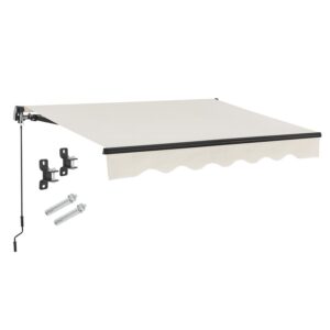 Copertină cu braț pliabil și manivelă | Juskys | Bej | 400 x 300 cm | Copertină pentru terasă și balcon - inclusiv suport de montare