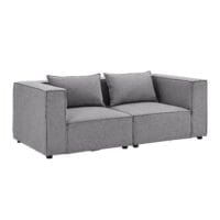 Canapea modulară Domas S - 2 locuri | Juskys | Gri închis | Material textil | Canapea modernă cu cotiere și perne