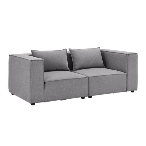 Canapea modulară Domas S - 2 locuri | Juskys | Gri închis | Material textil | Canapea modernă cu cotiere și perne