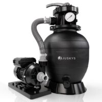 Sistem de filtrare cu nisip pentru piscine de până la 47m³ | Juskys | 250 wați | cu funcție de temporizator | Pompă de filtrare cu nisip și bile filtrante pentru apă curată