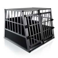 Cușcă pentru câini auto | Juskys | XL | Cutie de transport pentru câini din aluminiu pentru portbagaj sau bancheta din spate