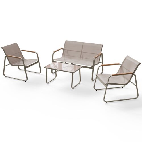 bild_1_74fb8443-5d48-4fe5-89a6-40a512deee7e.jpg Set de mobilier de grădină Genoa, 4 piese | Juskys | Nisip | cu cotiere | Grup de ședere de grădină rezistent la intemperii, cu masă și bancă