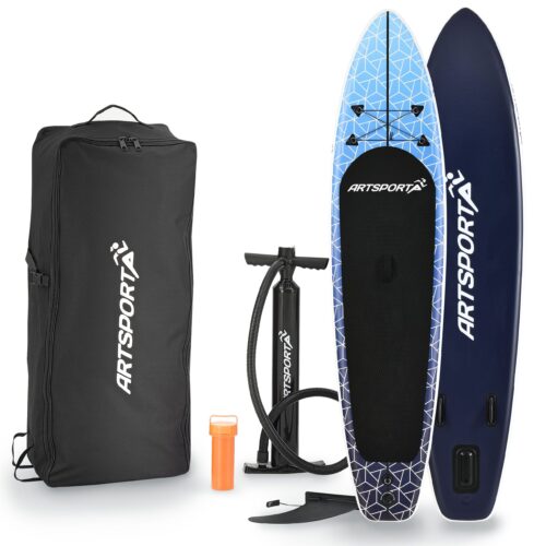 Placă de Stand Up Paddle - Set complet | Juskys | Deep Ocean | SUP gonflabil cu vâsle, geantă, lesă și accesorii