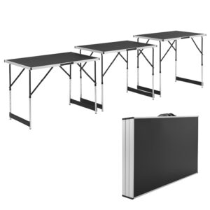 Masă multifuncțională din aluminiu, set de 3 piese | Juskys | Set de mese pliabile cu 3 piese pentru camping, piețe de vechituri și tapetare