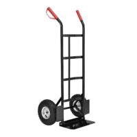 Cărucior manual pliabil simplu, negru, cu mânere roșii | Juskys | cu anvelope pneumatice mari și mânere cu apărători de mână