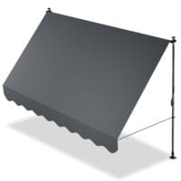 Copertină Juskys Cape Town cu prindere manuală și manivelă | 300x120 cm | Gri | Parasolar reglabil pe înălțime, rezistent la UV, disponibil în 6 lățimi