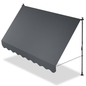 Copertină Juskys Cape Town cu prindere manuală și manivelă | 300x120 cm | Gri | Parasolar reglabil pe înălțime, rezistent la UV, disponibil în 6 lățimi