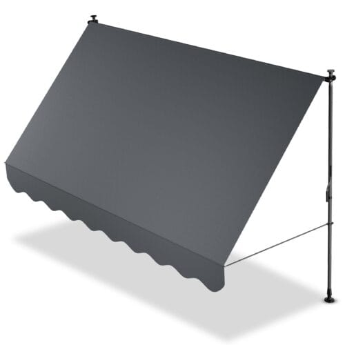 Copertină Juskys Cape Town cu prindere manuală și manivelă | 300x120 cm | Gri | Parasolar reglabil pe înălțime, rezistent la UV, disponibil în 6 lățimi