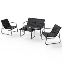 Set de mobilier de grădină Genoa, 4 piese | Juskys | Antracit | fără cotiere | Grup de ședere de grădină rezistent la intemperii, cu masă și bancă