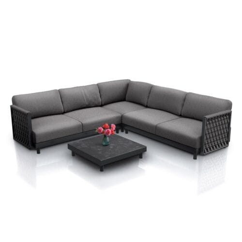 Set de mobilier de grădină premium Port Royale | Juskys | Grup de șezut elegant, cu aspect modern de răchită, cu masă și perne