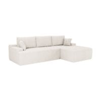 Canapea Coredo cu husă din catifea reiată și perne decorative | Juskys | Bej | Stânga | Canapea confortabilă cu spumă și somieră