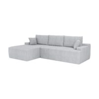 Canapea Coredo cu husă din catifea reiată și perne decorative | Juskys | Gri deschis | Stânga | Canapea confortabilă cu spumă și somieră