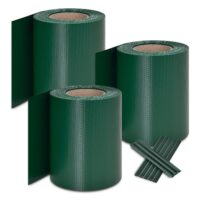 Benzi de protecție a intimității din PVC | Juskys | Verde | Pachet de 3 | Bandă de protecție a intimității din PVC 19cm x 35m pentru garduri de grădină
