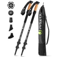 bild_1_8afdb6a2-ee82-445b-aa5a-72843214d517.jpg Bețe de trekking pentru mers nordic cu accesorii | Juskys | Set de 2 bețe de trekking telescopice din aluminiu cu vârfuri de cauciuc și geantă