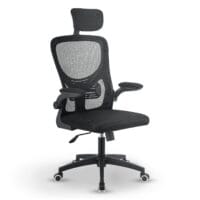 Scaun de birou Baltimore | Juskys | Negru | Scaun ergonomic, reglabil pe înălțime, cu suport pentru cap și lombar