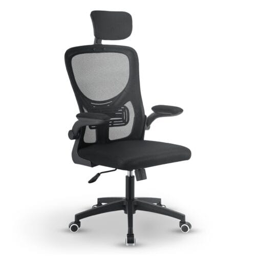 Scaun de birou Baltimore | Juskys | Negru | Scaun ergonomic, reglabil pe înălțime, cu suport pentru cap și lombar