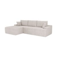 Canapea Coredo cu husă din catifea reiată și perne decorative | Juskys | Bej | Stânga | Canapea confortabilă cu spumă și somieră