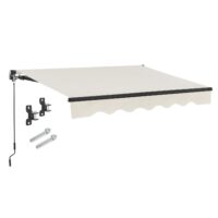 Copertină cu braț pliabil și manivelă | Juskys | Bej | 300 x 250 cm | Copertină pentru terasă și balcon - inclusiv suport de montare
