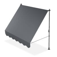 Copertină Juskys Cape Town cu prindere manuală și manivelă | 200x120 cm | Gri | Parasolar reglabil pe înălțime, rezistent la UV, disponibil în 6 lățimi