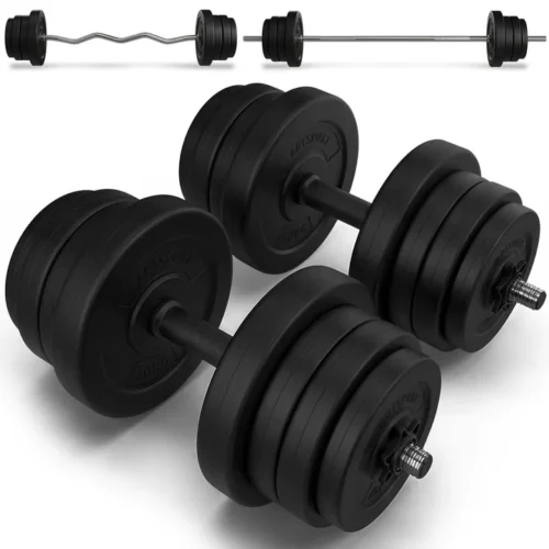Gantere și haltere negre pentru antrenament fitness