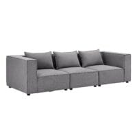 Canapea Modulară Domas M - 3 Locuri | Juskys | Gri Închis | Material Textil | Canapea Modernă cu Cotiere și Perne
