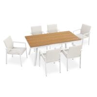 Set de mobilier de grădină premium Maui | Juskys | Mobilier de grădină de design, rezistent la intemperii, pentru 6 persoane, fabricat din aluminiu durabil