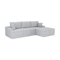 Canapea Coredo cu husă din catifea reiată și perne decorative | Juskys | Gri deschis | Dreapta | Canapea confortabilă cu spumă și somieră