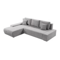 Canapea Iseo cu funcție de dormit | Juskys | Gri deschis | Stânga | Canapea modernă și confortabilă, cu material asemănător catifelei reiate