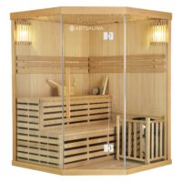 Saună interioară Espoo 150 Premium | Juskys | 150x150cm 200cm 6 kW Încălzitor de saună Harvia 3 persoane