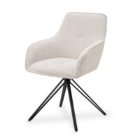 Scaun rotativ Clyde cu catifea reiată | Juskys | Bej | 1 loc | Scaun elegant pentru living și sufragerie