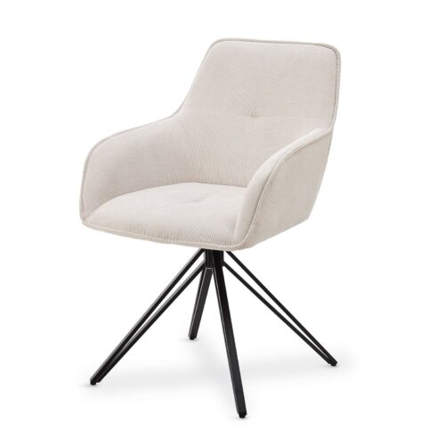 Scaun rotativ Clyde cu catifea reiată | Juskys | Bej | 1 loc | Scaun elegant pentru living și sufragerie