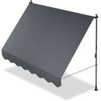 Copertină Juskys Cape Town cu prindere manuală și manivelă | 250x120 cm | Gri | Parasolar reglabil pe înălțime, rezistent la UV, disponibil în 6 lățimi