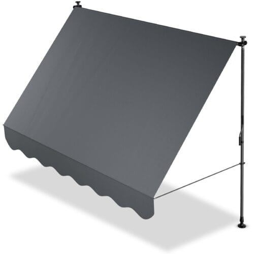 Copertină Juskys Cape Town cu prindere manuală și manivelă | 250x120 cm | Gri | Parasolar reglabil pe înălțime, rezistent la UV, disponibil în 6 lățimi