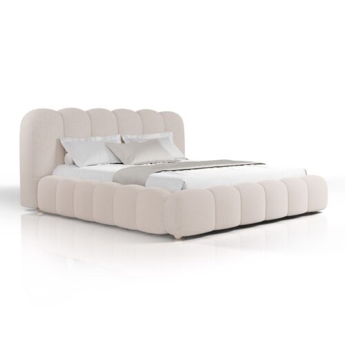 Pat tapițat Catania | Juskys | Bej | 180x200 cm | Design elegant, confort ridicat, construcție durabilă