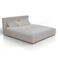 Pat tapițat Salerno | Juskys | Gri taupe | 180x200 cm | Cadru de pat cu design din catifea reiată, durabil și ușor de curățat