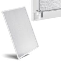 Plasă anti-insecte pentru ferestre | Juskys | Albă | 100 x 120 cm | Protecție fiabilă împotriva insectelor cu ramă din aluminiu
