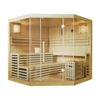 Saună interioară Espoo 200 Premium | Juskys | 200x200cm 200cm 8 kW Încălzitor de saună Harvia 5 persoane