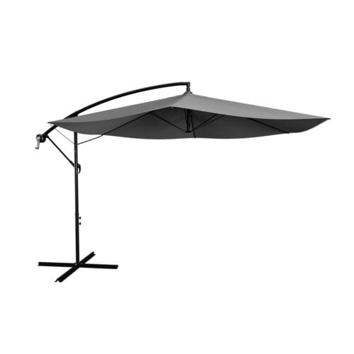 Umbrelă de soare cantilever Brazilia | Juskys | 3,5 m | Umbrelă cu manivelă și bază