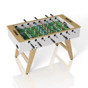Masă de fotbal pentru copii și adulți | Juskys | Alb|Natural | Masă de fotbal cu accesorii și numărător de scor integrat