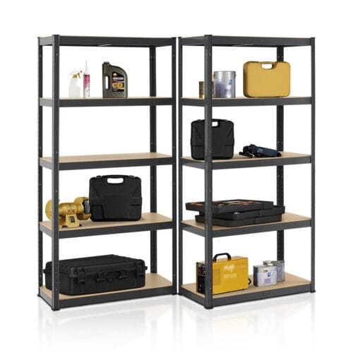 Raft de depozitare de bază, set de 2 până la 8, 180 x 90 x 40 cm | Juskys | Gri | Pachet de 2 | Rafturi metalice rezistente cu rafturi | Raft rezistent
