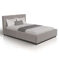 bild_1_bced57ca-20c0-4a83-9352-5807f86904d6.jpg Pat tapițat Salerno | Juskys | Gri taupe | 140x200 cm | Cadru de pat cu design din catifea reiată, durabil și ușor de curățat