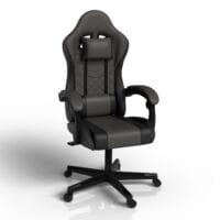 Scaun de gaming HyperSeat | Juskys | Gri/Negru | Scaun de birou pentru acasă și gaming