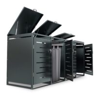 Unitate de depozitare pentru containere metalice Arel | Juskys | Set de 4 | Unitate modernă de depozitare pentru grădină pentru containere de 120L sau 240L