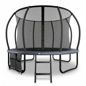 Trambulina de exterior SkyBounce | Juskys | M | Trambulina robustă de grădină cu plasă de siguranță și husă pentru margini