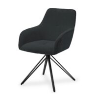 Scaun rotativ Clyde cu tapițerie din catifea reiată | Juskys | Gri închis | Scaun individual | Scaun elegant pentru living și sufragerie