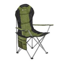 Scaun de camping Lido | Juskys | Verde | Scaun pliant căptușit cu suport pentru pahare și geantă