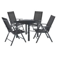 Set de mobilier de grădină Milano | Juskys | Gri închis | 5 piese | masa cu blat din sticlă securizată