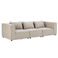 Canapea modulară Domas M - 3 locuri | Juskys | Bej | Material textil | Canapea modernă cu cotiere și perne