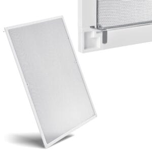 Plasă anti-insecte pentru ferestre | Juskys | Albă | 120 x 140 cm | Protecție fiabilă împotriva insectelor cu ramă din aluminiu